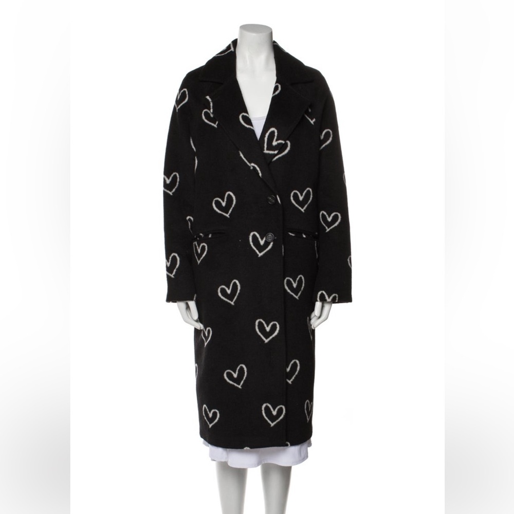 Avec Les Filles Black & White Heart Pattern Coat - Picture 3 of 5